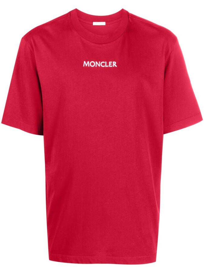 Moncler T-shirt met logoprint Rood