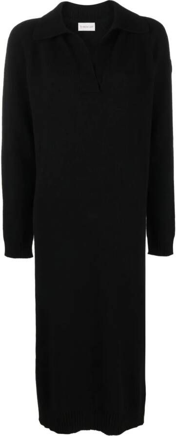 Moncler Midi-jurk met V-hals Zwart