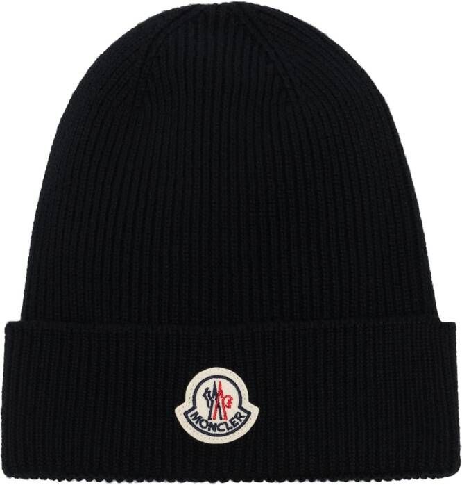 Moncler Muts met geborduurd logo Zwart