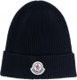 Moncler Muts met logopatch Blauw - Thumbnail 1