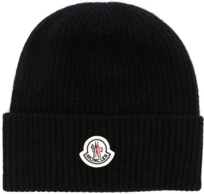 Moncler Muts met logopatch Zwart