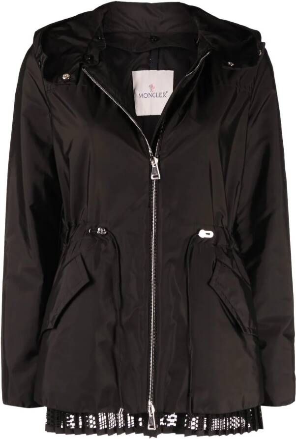 Moncler Parka met afwerking van kant Zwart