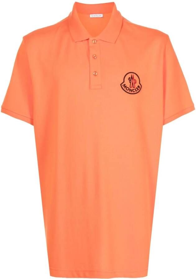 Moncler Poloshirt met geborduurd logo Oranje