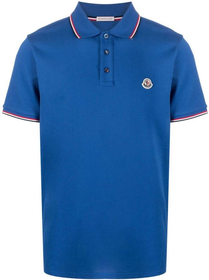 Moncler Poloshirt met logo-kraag Blauw