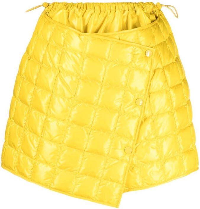 Moncler Yellow Quilted Finish Asymmetric Skirt Geel