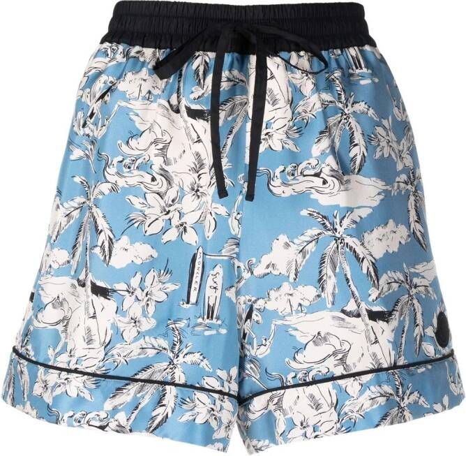 Moncler Shorts met bloemenprint Blauw