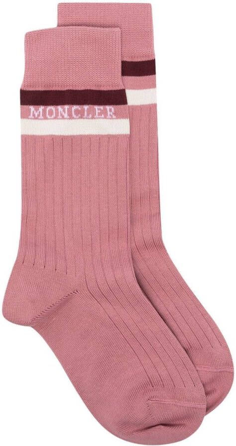 Moncler Sokken met intarsia logo Roze