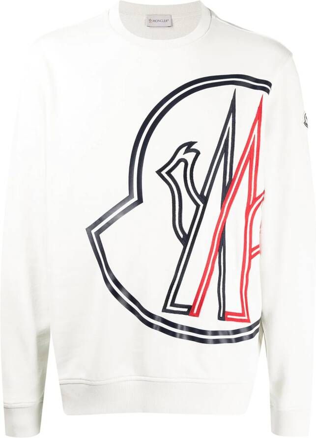 Moncler Sweater met geborduurd logo Grijs