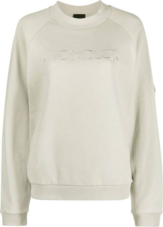 Moncler Sweater met geborduurd logo Grijs