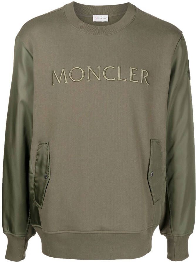 Moncler Sweater met logoprint Groen