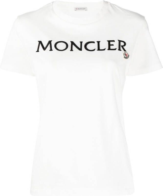 Moncler T-shirt met geborduurd logo Wit