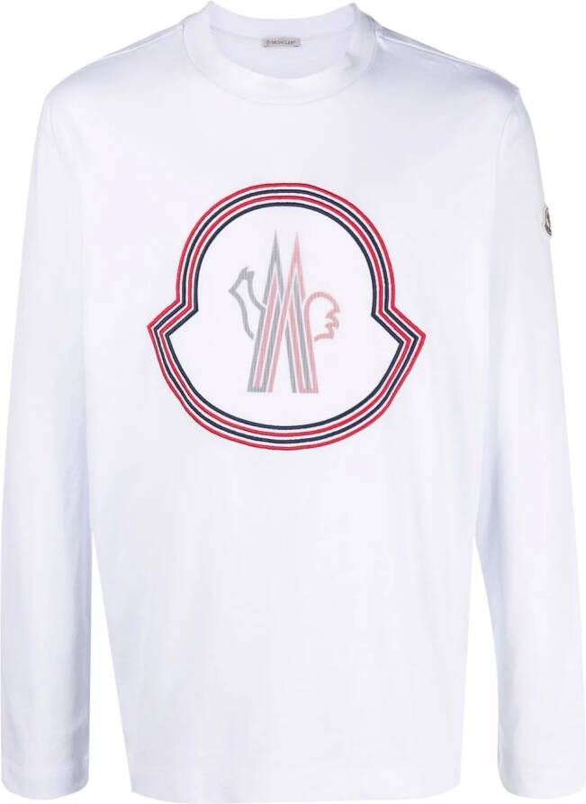 Moncler T-shirt met geborduurd logo Wit