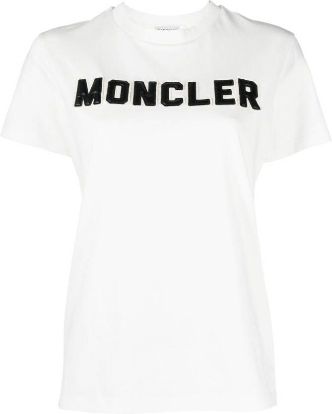 Moncler T-shirt met logo-reliëf Wit