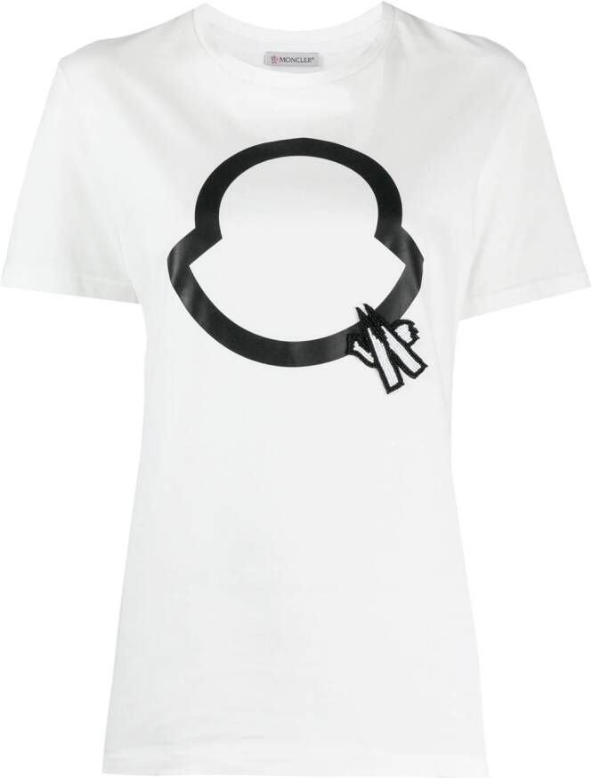 Moncler T-shirt met logo van kralen Wit