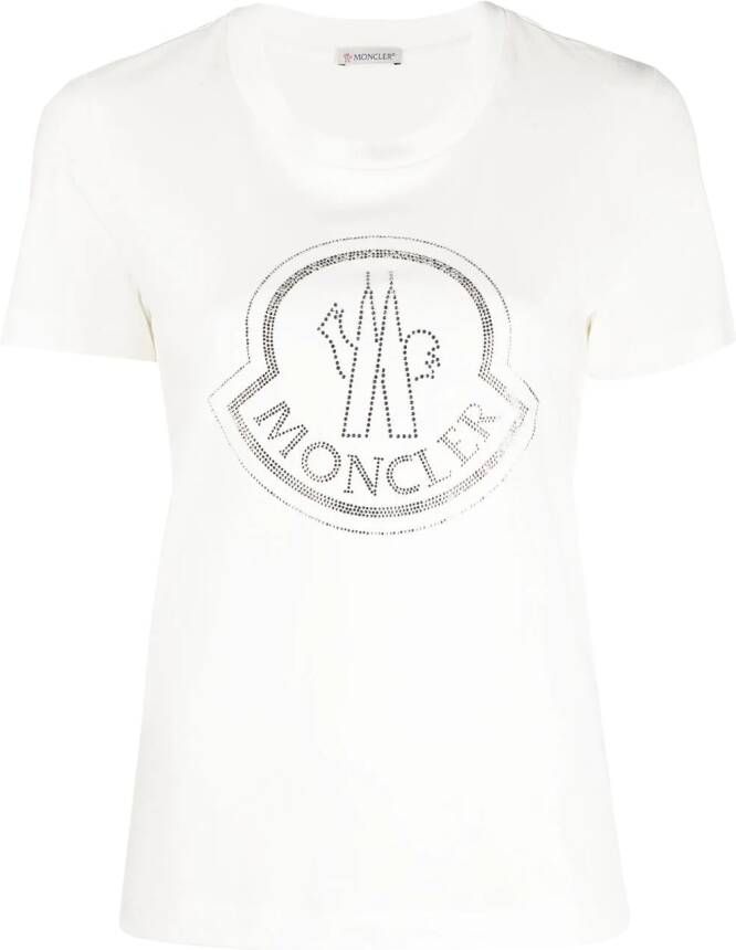 Moncler T-shirt met logo van stras Wit
