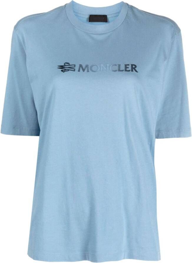 Moncler T-shirt met logoprint Blauw