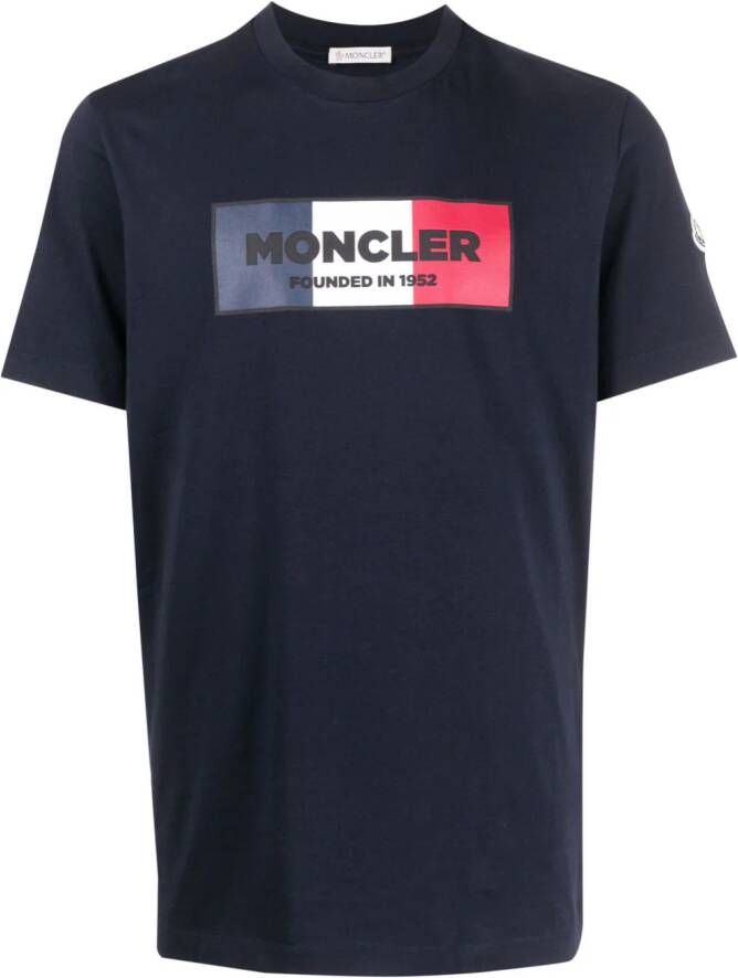 Moncler T-shirt met logoprint Blauw