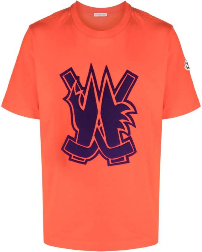 Moncler T-shirt met logoprint Oranje