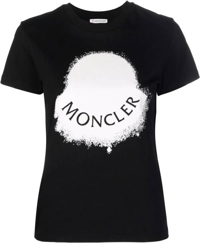 Moncler T-shirt met logoprint Zwart