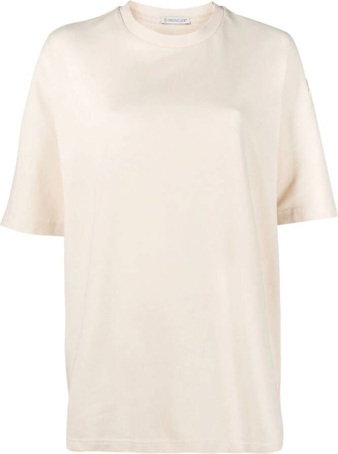 Moncler T-shirt met ronde hals Beige
