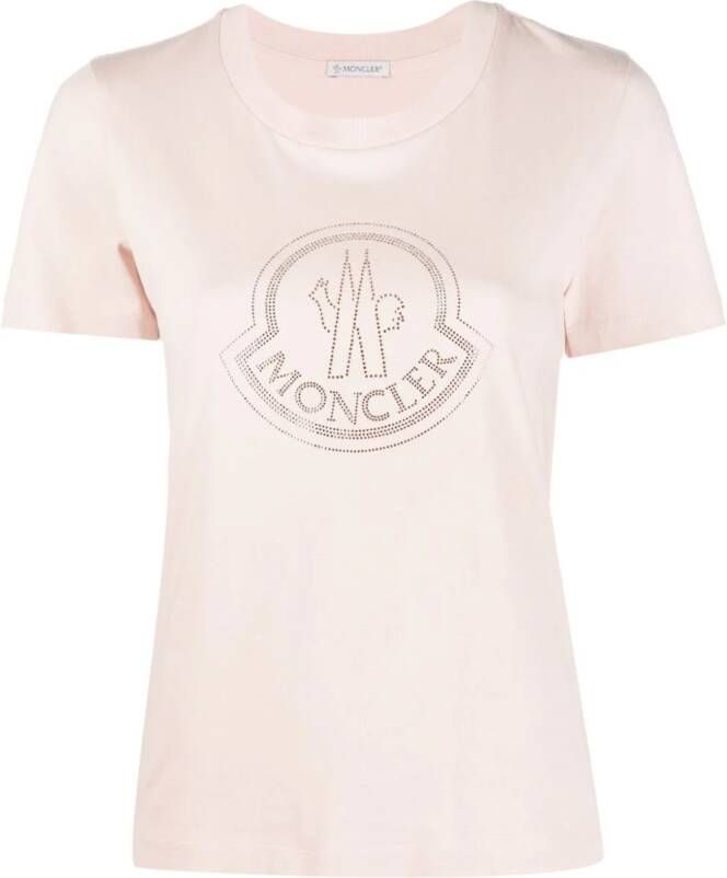 Moncler T-shirt verfraaid met kristallen Roze