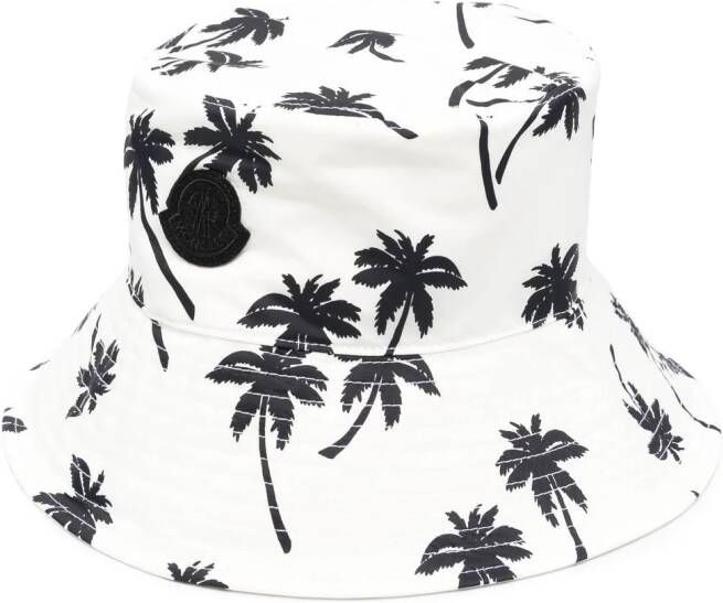 Moncler Vissershoed met palmboomprint Wit
