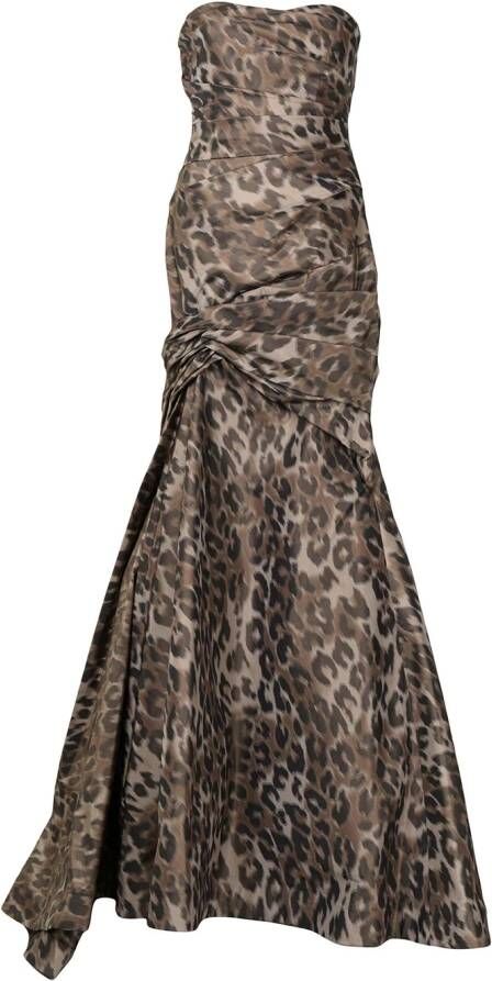 Ml Monique Lhuillier Avondjurk met luipaardprint Bruin