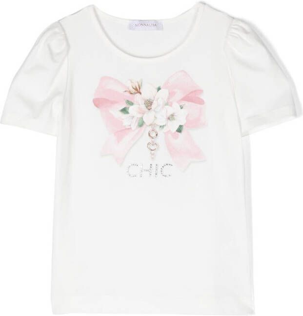 Monnalisa Verfraaid T-shirt Wit