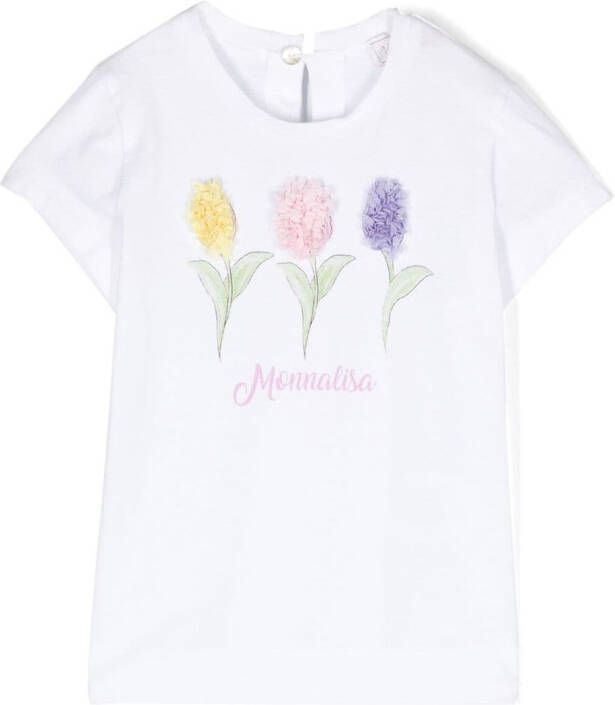Monnalisa T-shirtjurk met bloe patch Wit