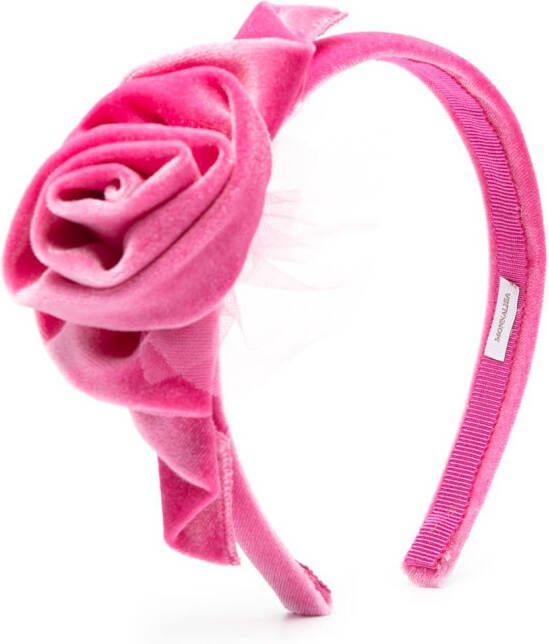 Monnalisa Haarband met bloemenapplicatie Roze