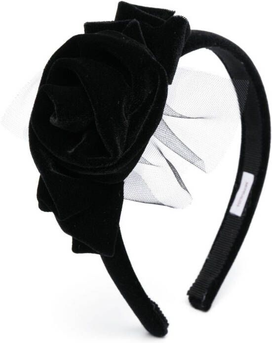 Monnalisa Haarband met bloe applicatie Zwart
