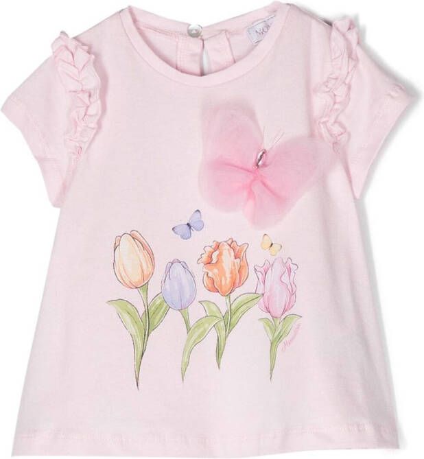 Monnalisa T-shirt met bloemenprint Roze