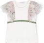 Monnalisa T-shirt met bloe print Wit - Thumbnail 1