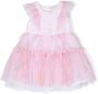 Monnalisa Jurk met bloe print Roze - Thumbnail 1