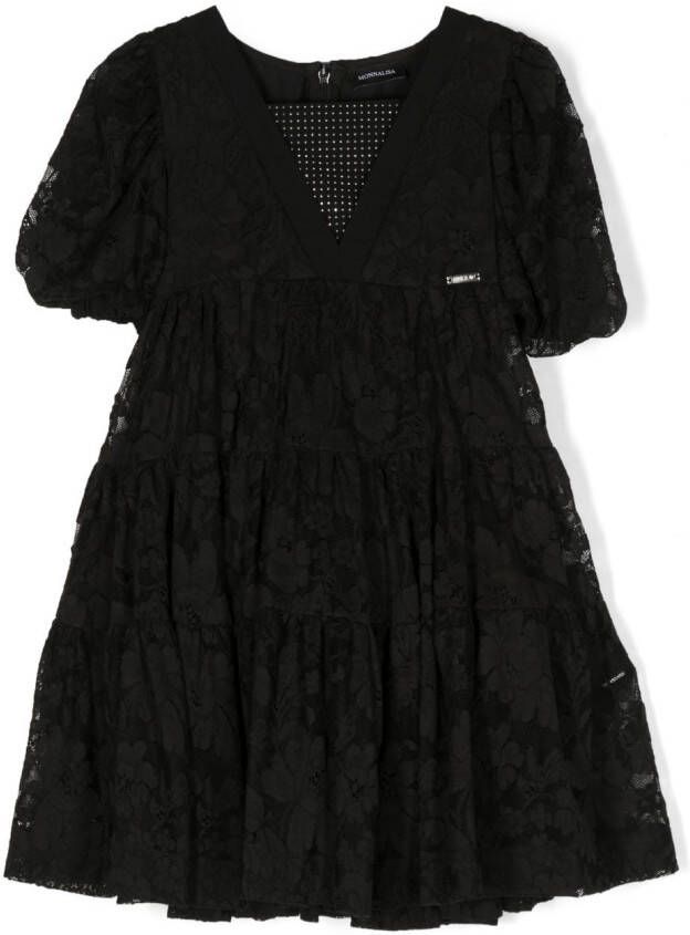 Monnalisa Geplooide jurk Zwart