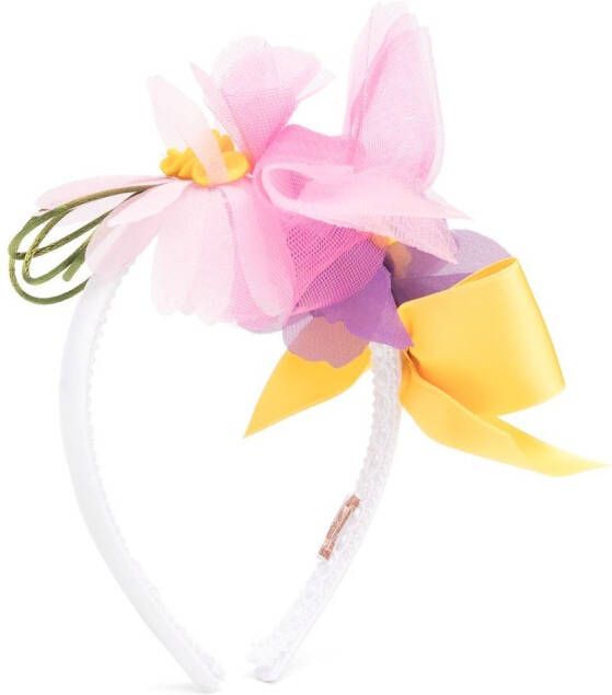 Monnalisa Haarband met bloemen applicatie Roze