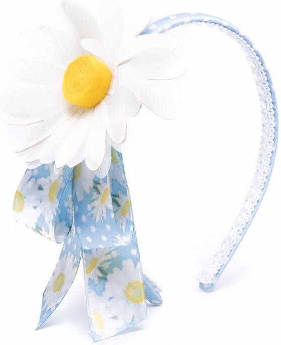 Monnalisa Haarband met bloemenapplicatie Blauw