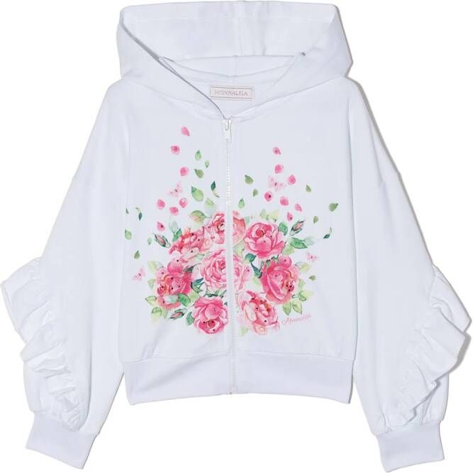 Monnalisa Hoodie met ruches Wit