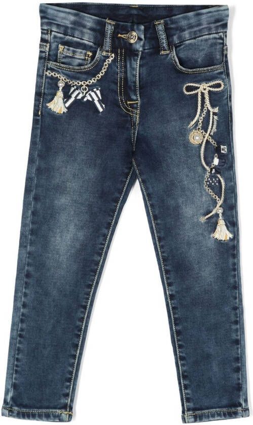 Monnalisa Jeans met borduurwerk Blauw