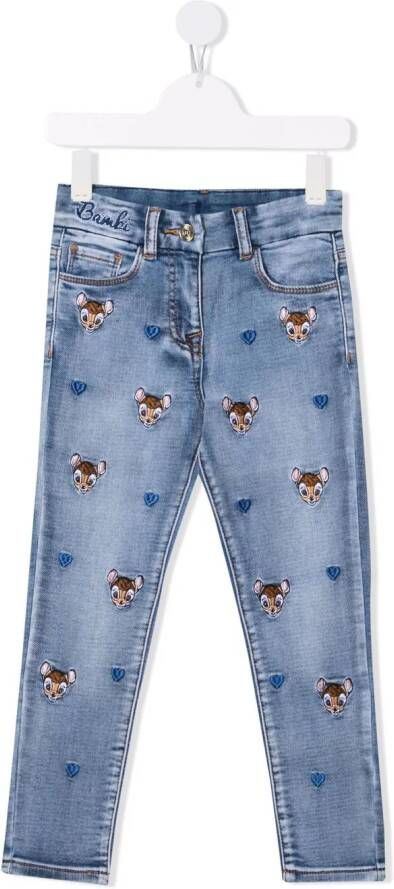 Monnalisa Jeans met borduurwerk Blauw