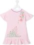 Monnalisa Jurk met bloe print Roze - Thumbnail 1
