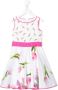 Monnalisa Jurk met bloe print kinderen katoen katoen polyamide 10 Wit - Thumbnail 1