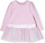 Monnalisa Jurk met geborduurd logo Roze - Thumbnail 1