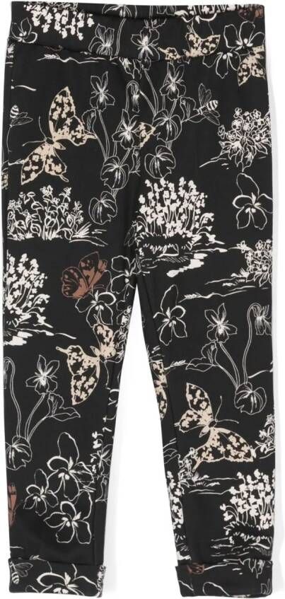 Monnalisa Legging met bloe print Zwart