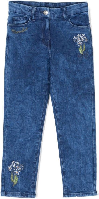 Monnalisa Jeans met geborduurd logo Blauw
