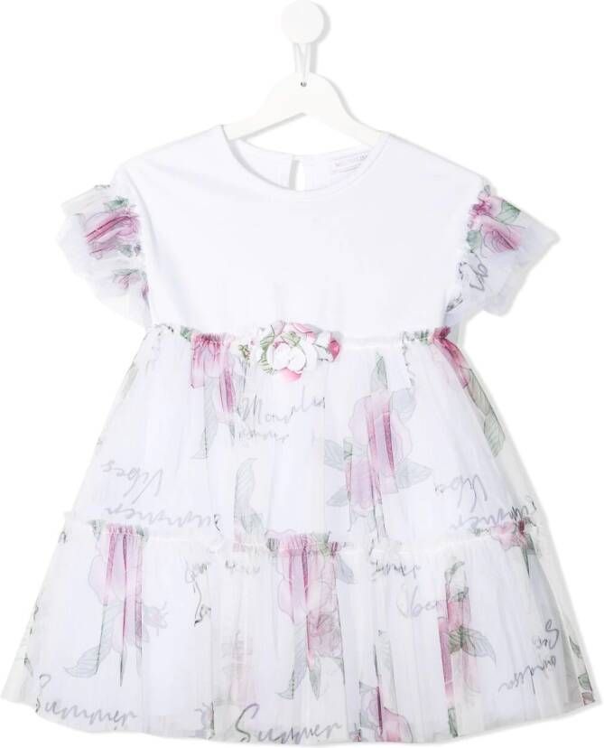 Monnalisa Mini-jurk met bloemenprint Wit