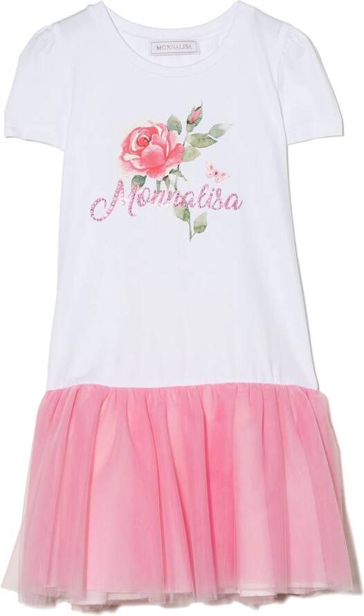 Monnalisa Mini-jurk met logoprint Wit