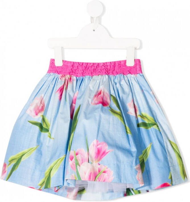 Monnalisa Mini-rok met bloe print Blauw