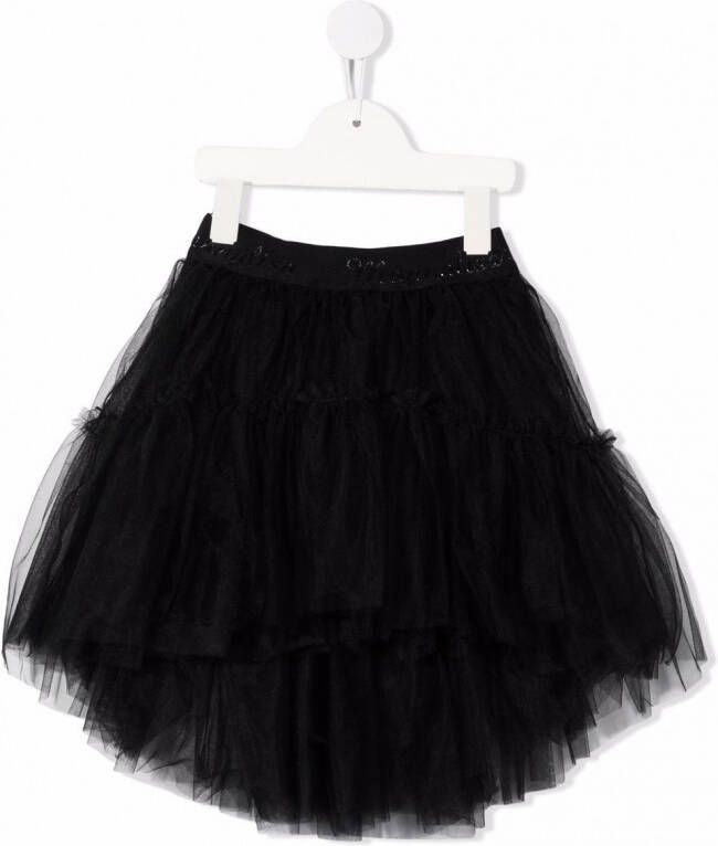 Monnalisa Rok met logo taille Zwart