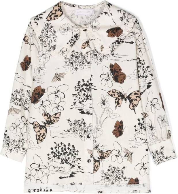Monnalisa Shirt met bloemenprint Wit